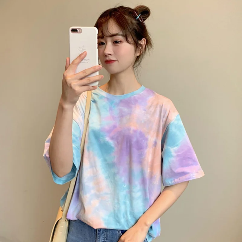 

Women's Casual Fashion Round Neck Printed Short Sleeve Pullover Loose Hip Hop Korean Style o neck short sleeve sexy T-Shirt