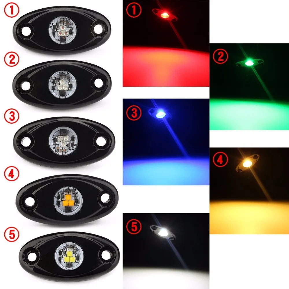 Off Road Truck Car ATV SUV LED Rock Light Kits with 6 pods Lights Blue Amber