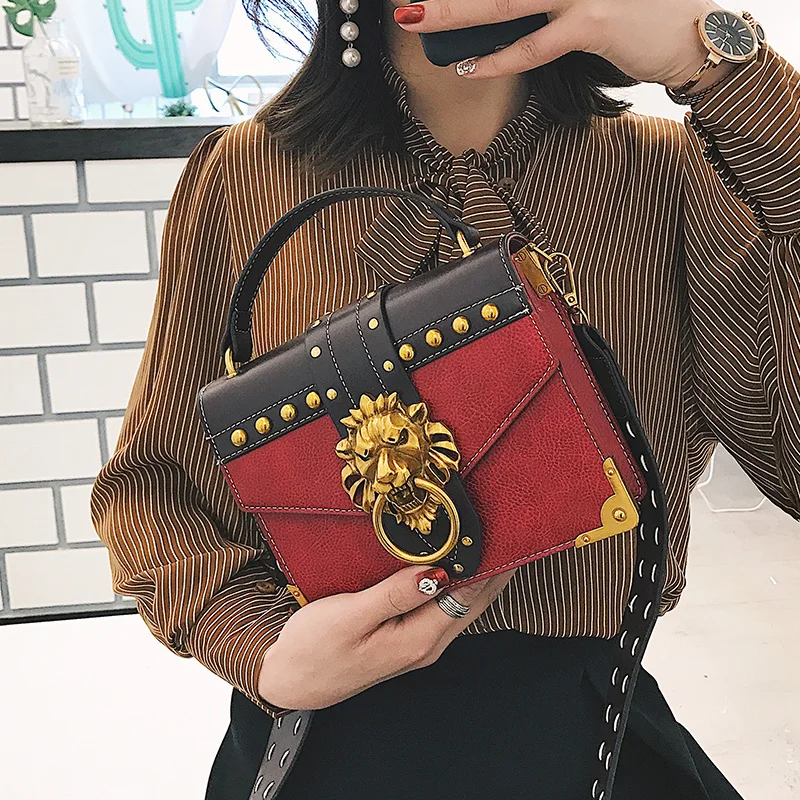 

Luxury Famous Brand Shoulder Bags Female Lion Head Lock Handbag Women PU Leather Messenger Crossbody Bags Fashion Party Clutch