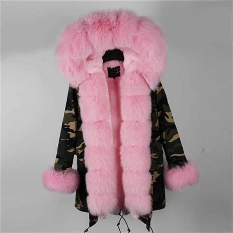 Заводская цена, брендовая зимняя куртка, женская верхняя одежда, толстые парки, Лисий мех, натуральный мех, воротник, пальто с капюшоном, настоящая теплая меховая подкладка - Цвет: 25