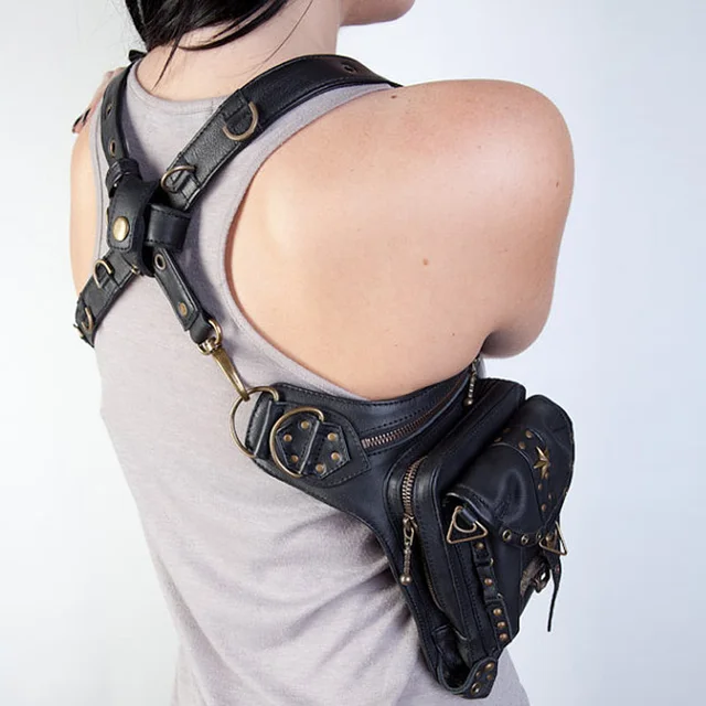 Steampunk Waist Leg Bags Women Men Victorian Style Holster Bag Motorcycle Thigh Hip Belt Packs Messenger Shoulder Bags 3