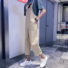 Модный мужской комбинезон, весенний, свободный,, Ретро стиль, с карманами, комбинезон для мужчин, огромный нагрудник, одноцветные, прямые, цельные штаны