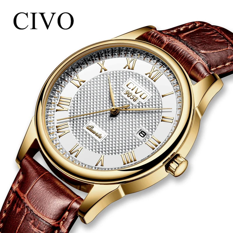 CIVO Fashion Men Watches Top Brand Luxury Genuine Leather Watch For Men Clock Waterproof Date Calendar Casual Quartz Wrist Watch CIVO Fashion Men Watches Top Brand Luxury Genuine Leather Watch For Men Clock Waterproof Date Calendar Casual Quartz Wrist Watch