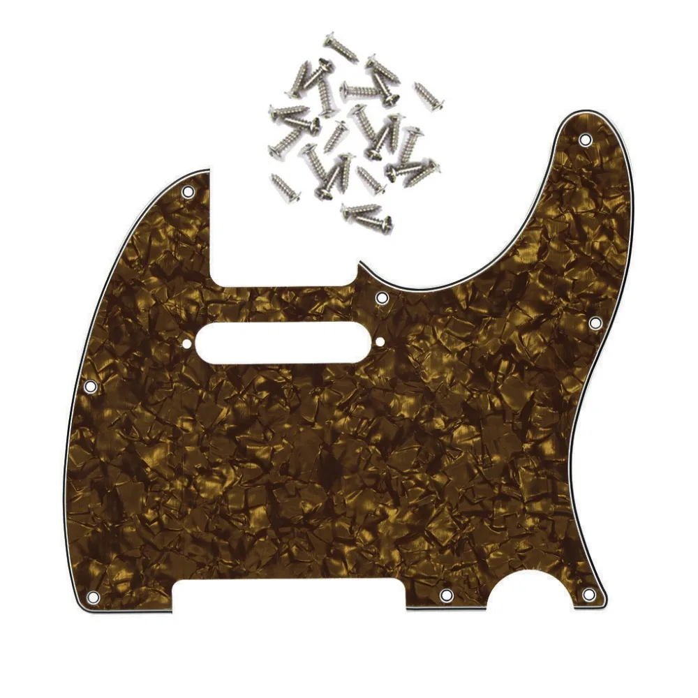 

Free shipping! 4Ply 8Holes Tele Guitar Pickguard for Telecaster Style Ele.Guitar DIY,with free 25pcs Screws (Golden Pearl)