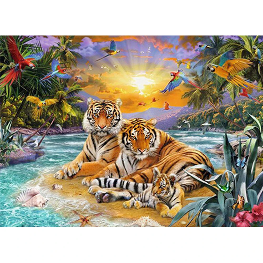 DIY Diamond Embroidery Animal lovely Tiger Full Square/round Painting Cross Stitch Mosaic Wall stickers Home Decor gift | Дом и сад