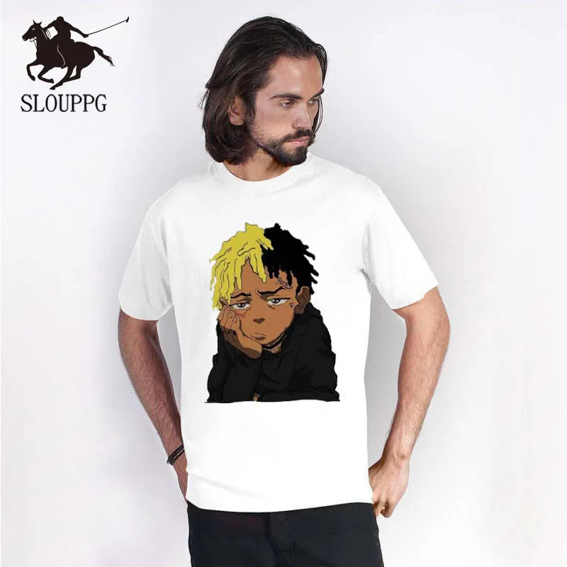 

SLOUPPG Xxxtentacion Character Print T-Shirt Fashion Casual Fitness Cool O-neck Men's T Shirt Summer Short Sleeve Men Clothing