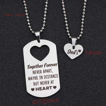 

A Set Pendant Necklaces Engraved Together Forever Never Apart Maybe In Distance But Never At Heart Dad And Daughter Gift