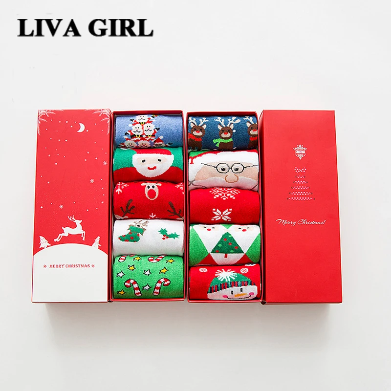 ЛИВА девушка 3d 5 пар Рождество Носки для девочек Подарки Для женщин Обувь для девочек Теплые хлопковые зимние Нечеткие Симпатичные Носки