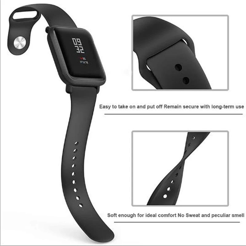 20 мм Силиконовые мягкие полосы для Xiaomi Huami Amazfit ремешок Bip ремень часы браслет для galaxy Watch 42 мм/gear S2 спортивный браслет