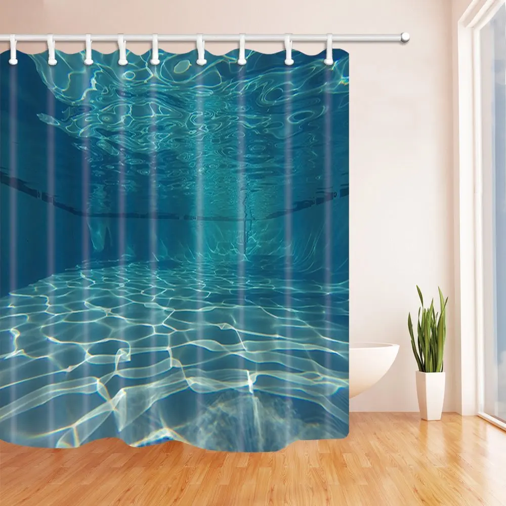 Summer Vacation Decor Underwater View in Swimming Pool Polyester Fabric