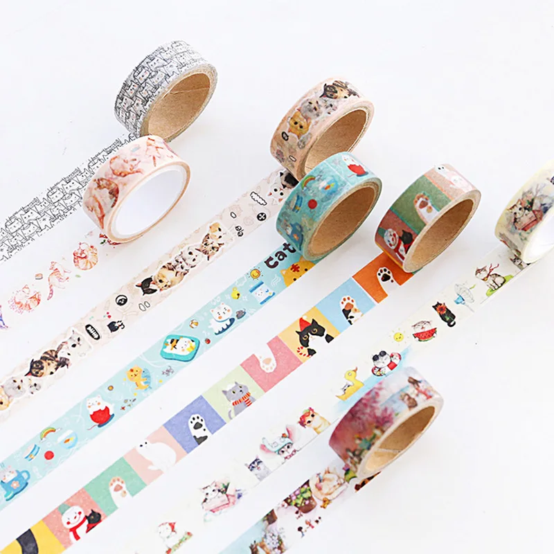 

1.5cm*5m Cat Trip family washi tape DIY decoration scrapbooking planner masking tape adhesive tape label sticker stationery