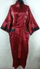 Burgundy Black Reversible Chinese Women's Satin Silk Two-face Robe Embroidery Kimono Bath Gown Dragon One Size S3003& ► Photo 1/5