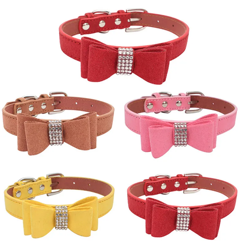 Fashion Cute collar for cats Exquisite Adjustable Bowknot Diamond Dog Pet Accessories pet Product Leash and Harnesses A14 (4)