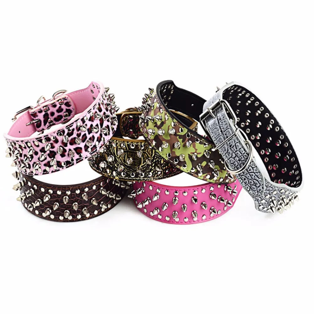 A Large Dogs Collars Retractable Accessories Animals Supplies Spiked