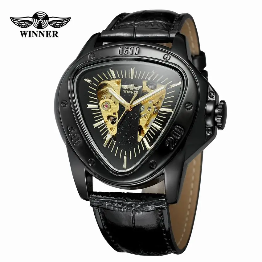 Mechanical Men Watches Fashion Triangle Dial Design Skeleton Watch Luxury Brand Automatic Self