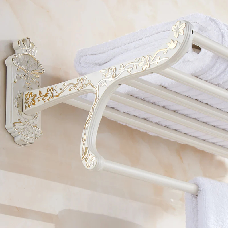 2 стиля 60 см цинковый сплав двойной уровень полки для ванной комнаты вешалка для полотенец золото и белый, настенная Простая вешалка для полотенец полка с крючками