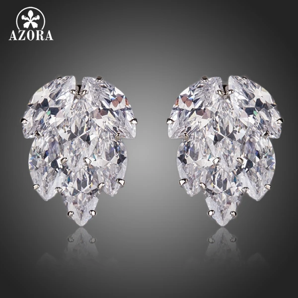 AZORA прозрачный Botryoid с Топ AAA+ Кубического циркония кластера серьги гвоздики для женщин TE0128