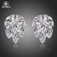 AZORA прозрачный Botryoid с Топ AAA+ Кубического циркония кластера серьги гвоздики для женщин TE0128