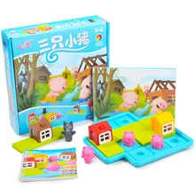 Монтессори игрушки с вызовами история свиней и волка логическое мышление и моторика Три поросенка подарок для детей