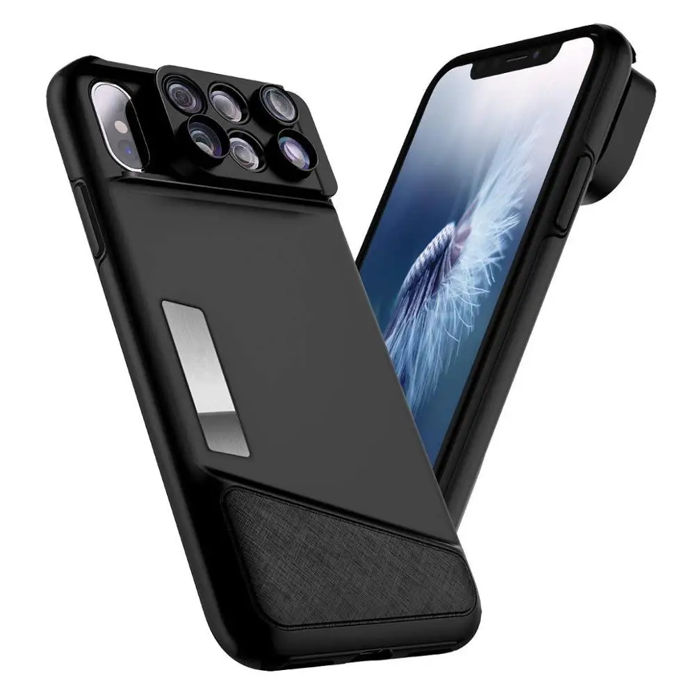 Для iPhone X Case 8 Plus 7 Plus крышка объектива Рыбий глаз HD Широкий формат Объективы для фотокамер комплект 3-в-1 Портативный легкое переключение между профессиональный набор для фотостудии любовь - Цвет: Черный