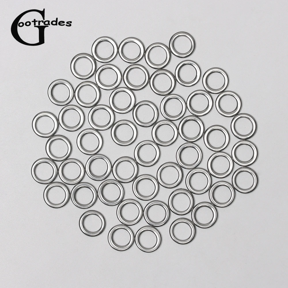 50Pcs/lot Fishing Tackle Hook Connector Split Ring Solid Stainless Steel Snap. 