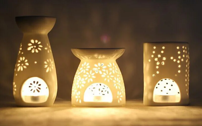 Керамика ручной работы Арома горелка полый цветочный узор эфирное масло горелка Свеча лампа много стиль домашний декор