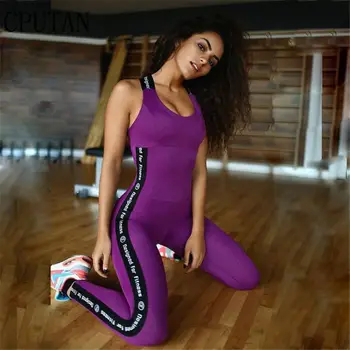 

Women's Sport Yoga Pants Gym Leggings Elastic One Piece Running Tight Jumpsuits Sexy Ladies Workout Jogging Set Sweatpants
