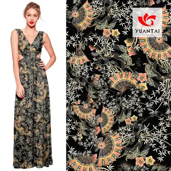 

New fan digital printing women's fashion fabric dress shirt spring and summer polyester chiffon printed cloth