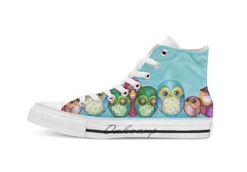 

Fabric Owl Family High Top Canvas Shoes Flat Casual Custom Unisex Sneaker Drop Shipping