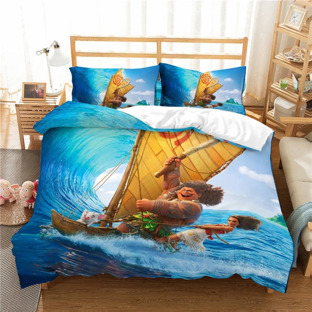 Disney Moana Bedding Set Duvet Cover PillowCase Single Twin King Size Bedroom Decoration Cartoon boy Girls Children Bed Gifts