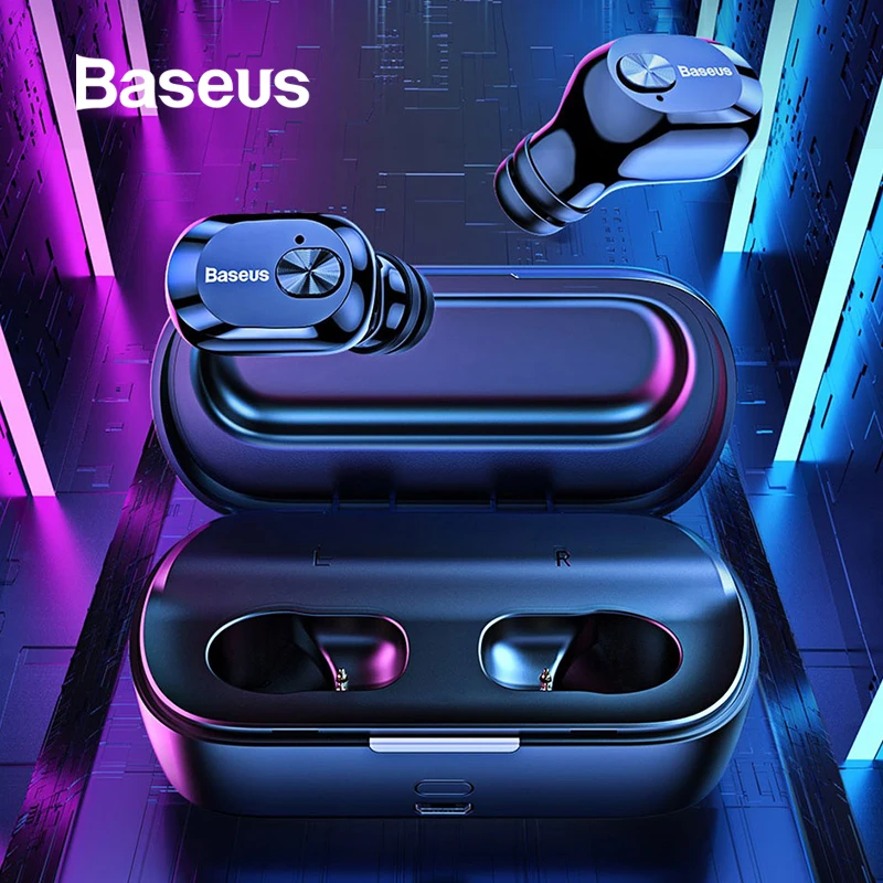 Baseus Bluetooth наушники 5,0 беспроводные Bluetooth наушники стерео Бас W01 TWS Беспроводные наушники с микрофоном для телефона