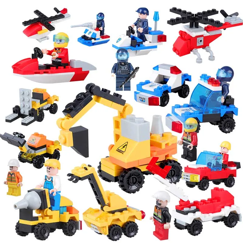 

1000PCS Small Building Blocks City Police Fire Fight City Engineering With Figure Weapons Instructions Toy For Children