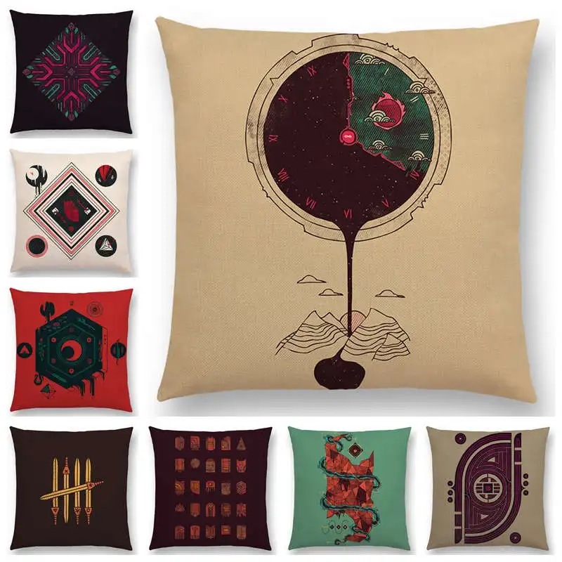 

Sacrifice Witchcraft Uncharted Territory Cushion Cover Ancient Technology Mechanics Mysterious Pattern Sofa Throw Pillow Case