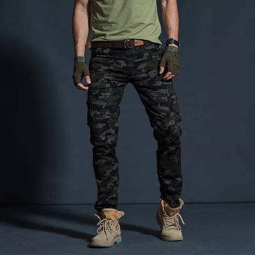 Мужские брюки-карго Vomint в Военном Стиле, мужские водонепроницаемые дышащие брюки для бега, армейские повседневные брюки с карманами размера плюс - Цвет: comgreen