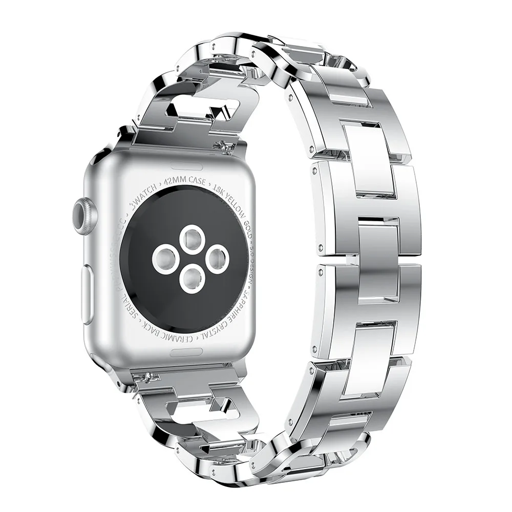 Женский металлический браслет для Apple Watch ремешок 44 мм 40 мм 38 мм 42 мм для iWatch серии 4 3 2 1 браслет стразы ремни ремень - Цвет ремешка: Серебристый