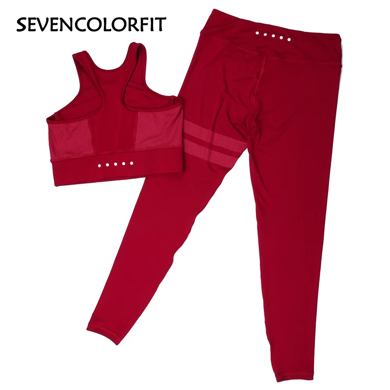 Sevencolorfit, 2 шт., комплект для йоги, женский костюм, для спортзала, без рукавов, одежда для фитнеса, для тренировки, Execrise, спортивный бюстгальтер и леггинсы, одежда для активного отдыха