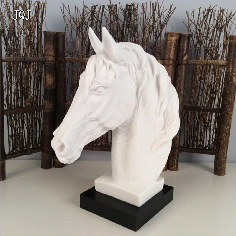 JQJ Abstract Resin Animals The Horse Head Statue Figurine Modern Geometric Statues Sculptures Home Entrance Decoration Ornaments | Дом и сад