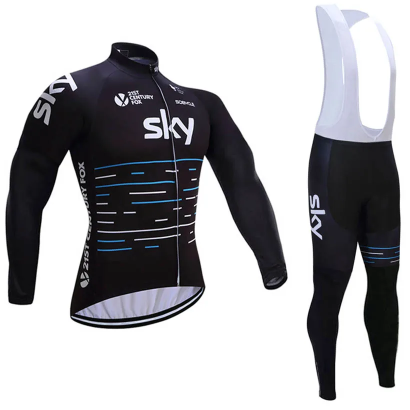ФОТО 2017 winter SKY cycling jersey pro bike pants set Ropa Ciclismo mens thermal fleece cycling wear bicycle Maillot pant