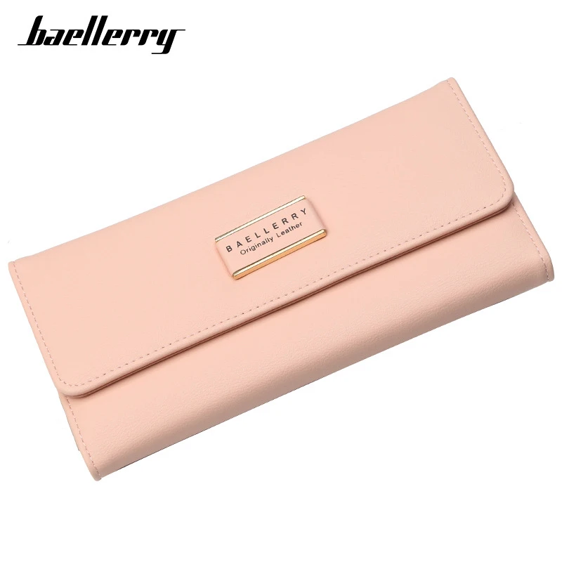 

Baellerry Fashion New Women Wallet Gentle 3 Folds Multi Bits Credit Card Holder Simple Long Buckle Large Capacity Clutch Wallets