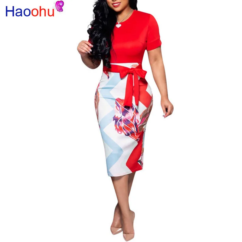 أنيقة قصيرة الأكمام Bodycon مكتب اللباس ملابس حريمي 2019 فستان صيفي تونك العمل ارتداء مساء حزب قلم رصاص فساتين
