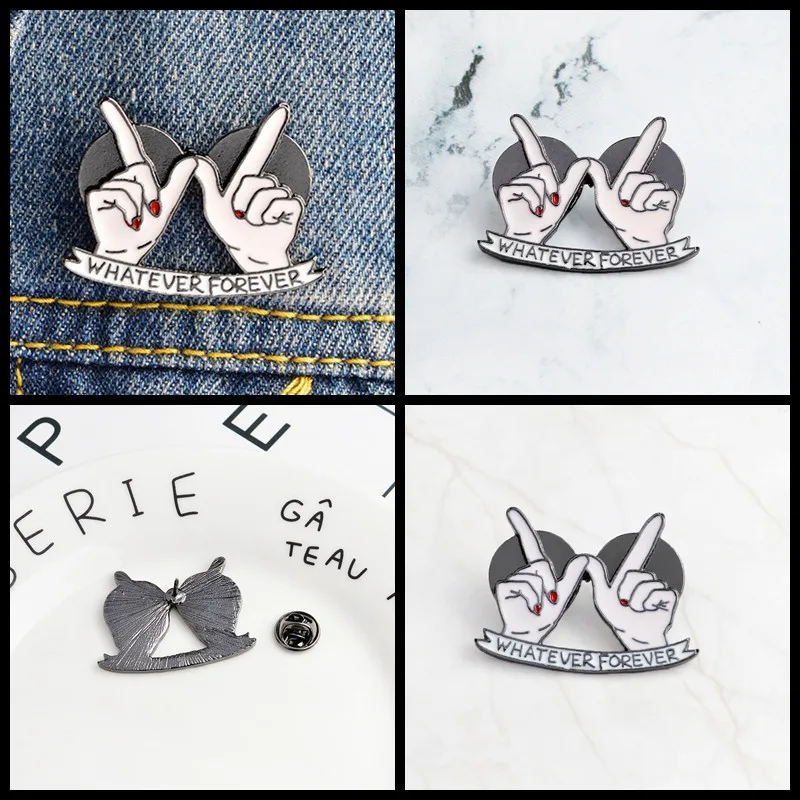 1PCS Heart Gesture Brooch wholesale Whatever Forever Eternal Love Good Friends Enamel Pin Denim Coat Badge Couple Jewelry | Дом и сад