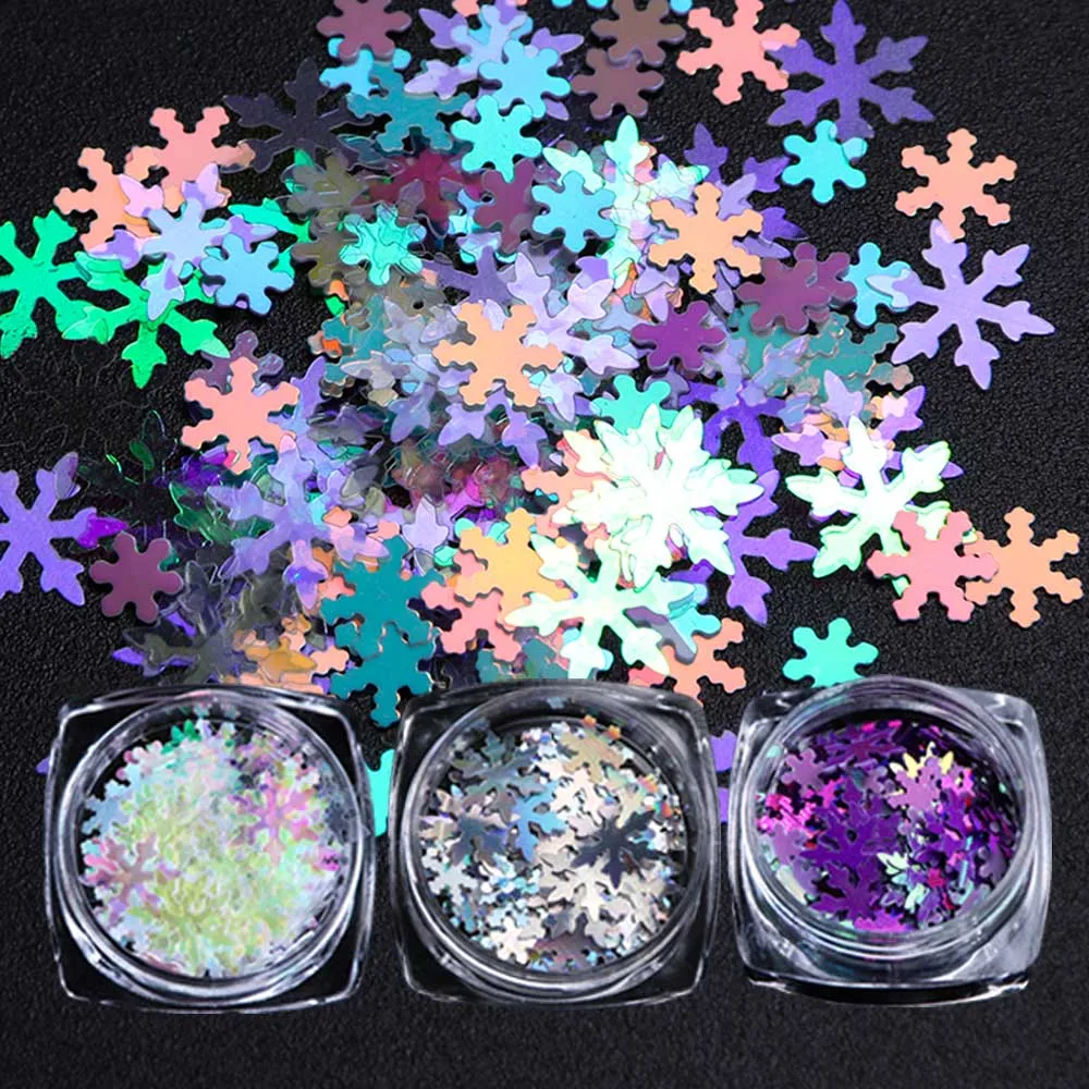 

1 Box Snowflake Nail Sequins Charms Christmas Decorations Nail Flake Holographic Glitter AB Color Manicure Accessories TRXX01-07