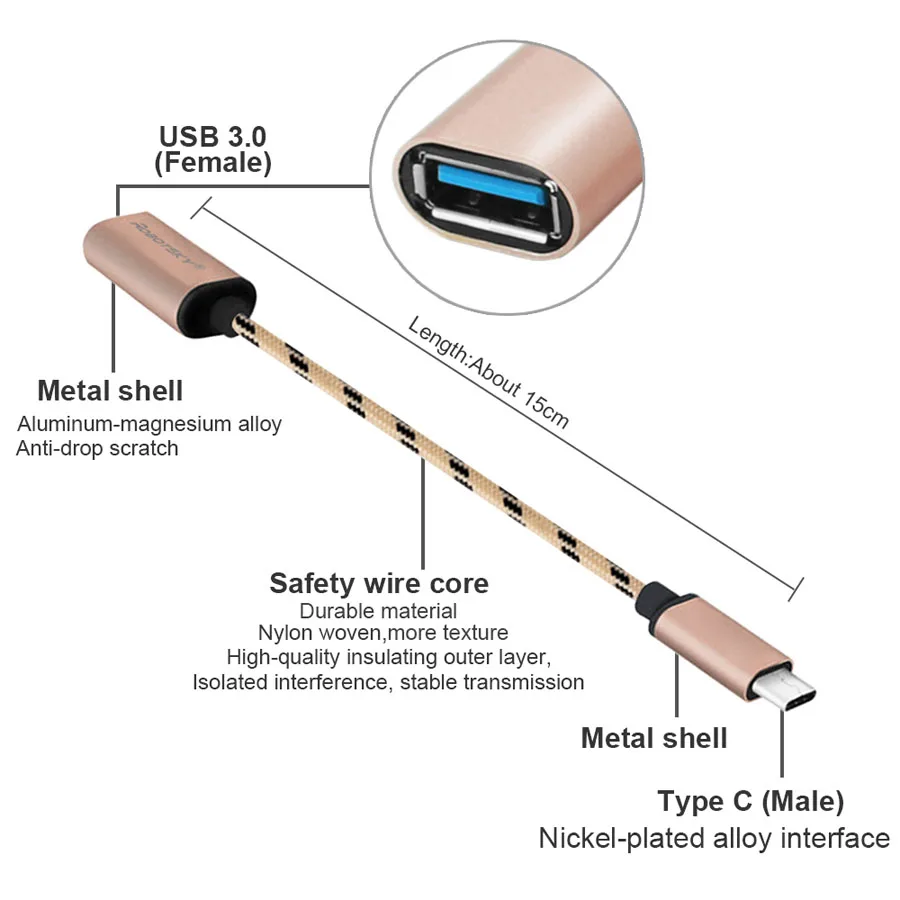 Тип usb C адаптер "папа" в USB 3,0 Женский конвертер Тип-C кабель для передачи данных OTG кабель Разъем для Huawei P9 Xiaomi 4C samsung Galaxy S8 LG