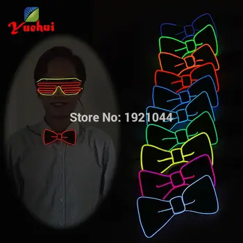 

2020 NEW Style 10 COLORS Light Up LED Neon Rope BOW TIE glowing EL wire BOW TIE For Festival Evening Party Wedding Decoration