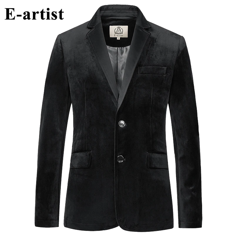 E-художник 2019 Для мужчин; бархатный блейзер куртки мужской Бизнес повседневный костюм пальто пиджаки Топы Для Весна-осень-зима плюс Размеры
