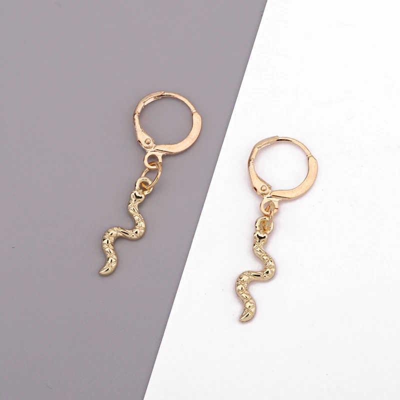 

Dayoff European Punk Mini Cute Snake Hoop Earrings for Women Men Rock Animals Small Long Circle Round Earring Jewelry E238