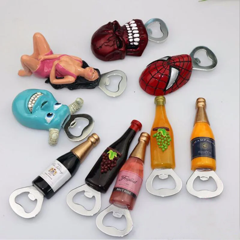 

Creative Bottle Opener Cartoon Magnetic Sticker Beer Bottle Opener Resin Fridge Magnet