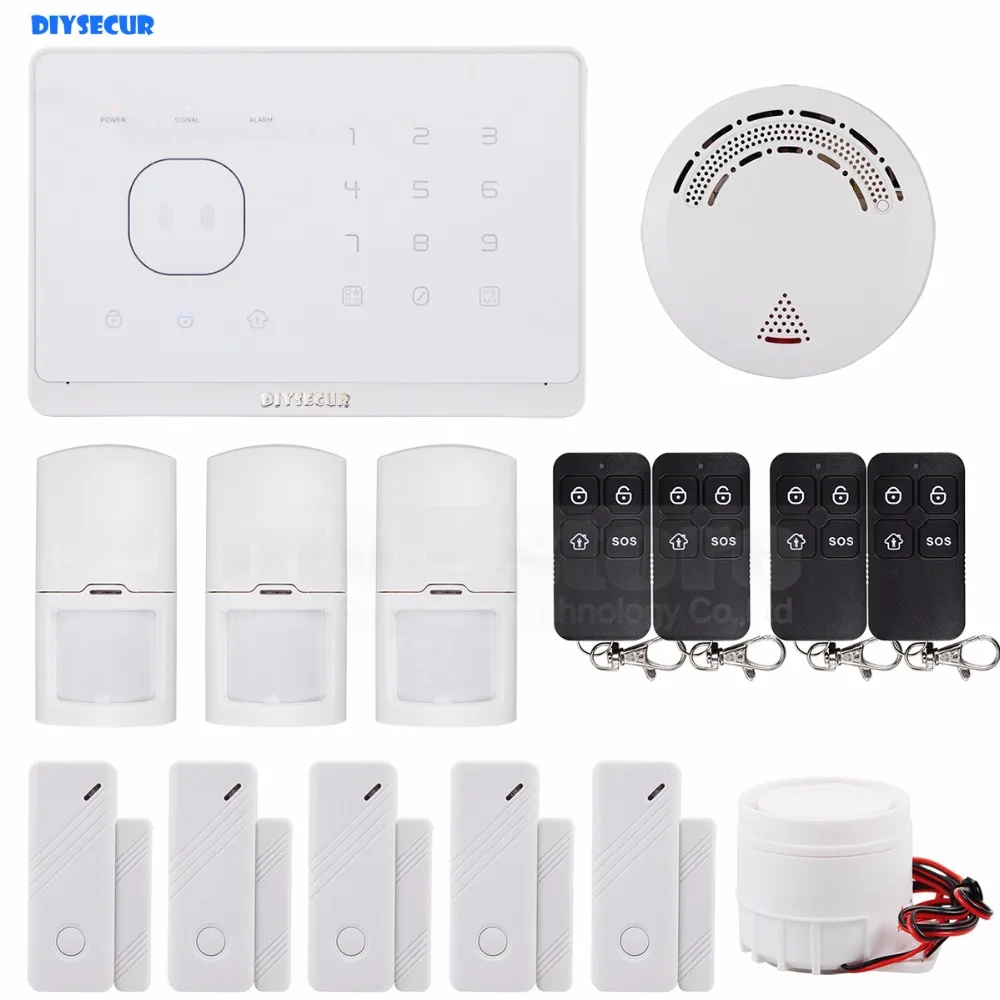 

DIYSECUR Smoke Sensor APP/ SMS Remote Controlled Wireless GSM Home Security Alarm System