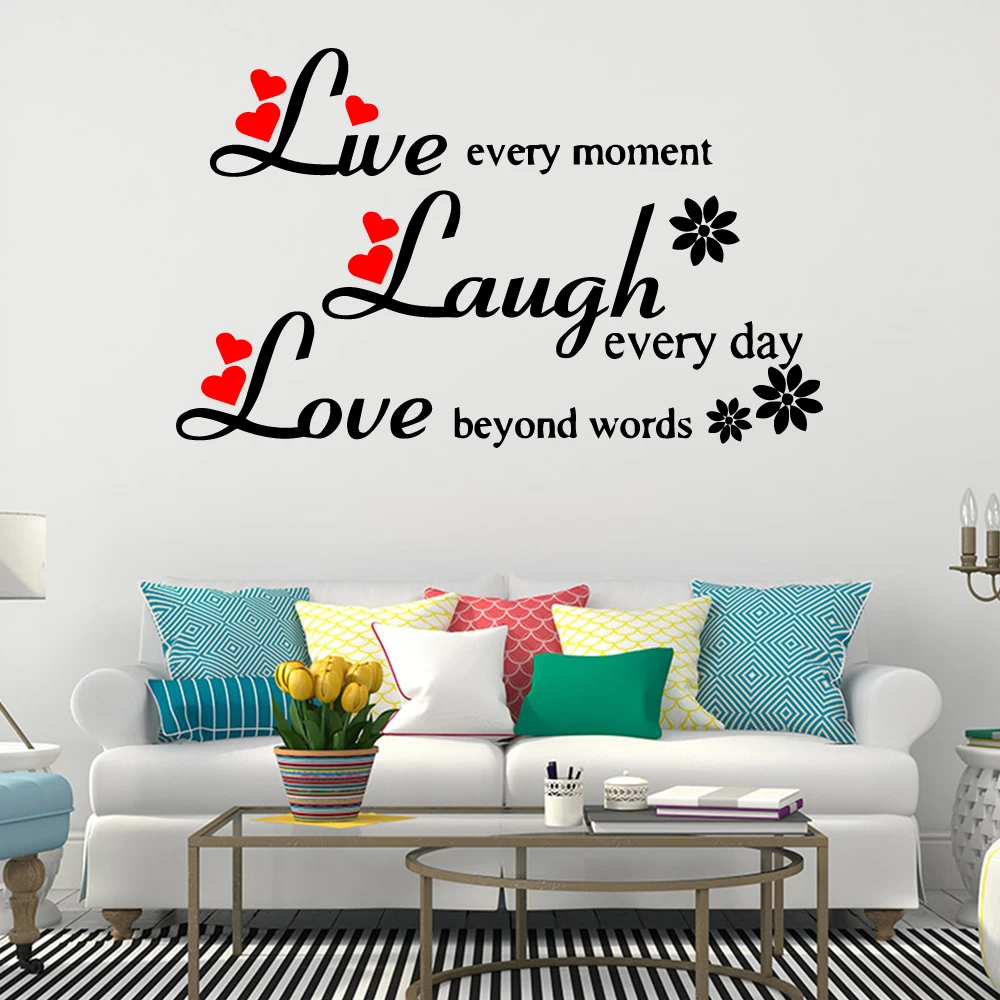

Live Laugh Love Quotes Wall Sticker Wall Decorations Living Room Bedroom Stickers Mural Home decorations Removable Wall decals