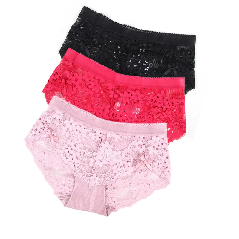 

Embroidery Women Panties Sexy Thongs Lace XL-3XL Breathable Stretchy Underwear for Women High Quality Culotte Femme Sexy PL5177